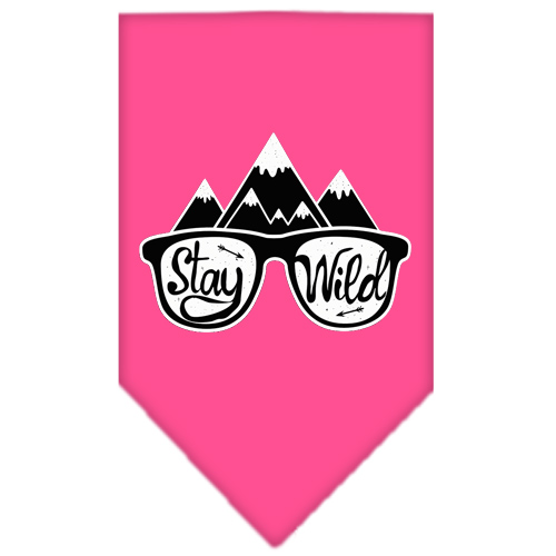 Stay Wild Screen Print Bandana Bright Pink Large